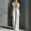 Women's V-Neck Color-Block Sleeveless A-Line Maxi Dress – 4 Colors XS–2XL by FitiqueFit