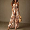 Women's Printed Backless Camisole Wide Leg Jumpsuit by FitiqueFit
