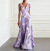 Women's Tulip Print Sleeveless Deep V-Neck A-Line Maxi Dress – 7 Colors by FitiqueFit