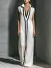 Women's V-Neck Color-Block Sleeveless A-Line Maxi Dress – 4 Colors XS–2XL by FitiqueFit