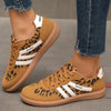 Leopard Print Round Toe Lace-Up Sneakers – PU Casual Flats by FitiqueFit