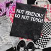 Not friendly Embroidered Mineralwash Tshirt by Madness & Mayhem LLC