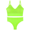 Women Seamless Bra Top Fitness Swimwear Push Up Exercise Bikini For Women 2 Pieces Ribbed Seamless Yoga Bikini Sets Sports Bra And Underwear Set 2 Piece High Waist Summer Bikini by Stevvex