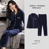 100% Cotton New Trendy Pajamas For Women Full Sleeves Pajamas Button Down Winter Sleepwear Set Women White Cotton Pajamas Women's Loose Size V-neck Home Suit Long Sleeve Wide Leg Pants Pajamas Casual Home wear by Stevvex