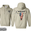 Ariat Hoodie – American Flag Bull Skull Western Cowboy Pullover, Patriotic & Rustic Outdoors Apparel, Unisex