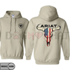 Ariat-Inspired American Flag Bull Skull Hoodie – Unisex Western Cowboy Pullover by Dog Mom Hat