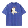 'Cat Smoke' Funny Animal Graphic Tee – Unisex Streetwear Cotton Comfort Shirt, Menswear Womenswear Cool Cat Tee