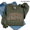 Christian Jesus Leopard Sweatshirt | Cheetah Print Faith Crewneck | Modern Bible Verse Shirt for Women