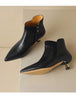 Women's Genuine Leather Kitten Heel Ankle Boots – Pointed Toe Side Zip by FitiqueFit