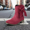 Low Heel Suede Large Size Sweet Bow Casual Boots by FitiqueFit
