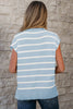 Parchment Side Slits Crewneck Short Sleeve Sweater Tee by Wild and Free Boutique