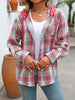 Plaid Buttoned Long Sleeve Hooded Jacket for Women – Cozy & Stylish Cotton-Blend Outerwear by Stevvex