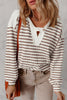 Black Stripe Textured Hooded V Neck Casual Long Sleeve Top by Wild and Free Boutique