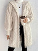 Beige Long Winter Open Front Long Sleeve Fuzzy Hooded Jacket Cozy & Stylish Outerwear by Stevvex