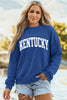 Dark Blue Raised Rib KENTUCKY/ Leopard KY Printed Sweatshirt by Wild and Free Boutique