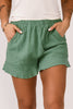 Khaki High Waist Pocketed Ruffle Shorts