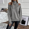 Women’s Elegant Off-Shoulder Turtleneck Sweater — Long Sleeve Knit Top by FitiqueFit