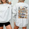 "Reading Ghost" Halloween Sweatshirt - Front & Back Teacher Boo Tee by Dog Mom Hat