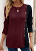 Color Block Ribbed Knit T-Shirt by Simply Love