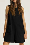 Lovelet Round Neck Sleeveless Romper with Pockets