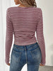 Striped Square Neck Long Sleeve T-Shirt by Simply Love