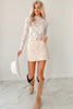 Apricot Pink Mock Neck Floral Lace Mesh Long Sleeve Top by Wild and Free Boutique