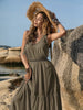 White V-Neck Tie Shoulder Maxi Dress Effortless & Flowy Summer Essential Long Girls Dress by Stevvex