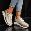 Metallic Lace-Up Side Zipper Thick-Sole Sneakers – 3 Colors EU 37–44 by FitiqueFit