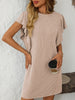 Ruffled Round Neck Short Sleeve Dress Feminine Simple Classic Dress Breathable And Comfy Dress by Stevvex