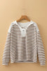 Black Stripe Textured Hooded V Neck Casual Long Sleeve Top by Wild and Free Boutique