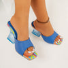 Contrast Peep Toe Block Heel Sandals
