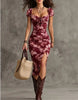 Women's Vintage Puff-Sleeve High-Waist Split Maxi Dress by FitiqueFit