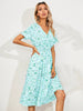 V-Neck Floral Print A-Line Satin Maxi Dress | 8 Colors by FitiqueFit