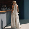 Halterneck Loose Two-Piece Set | Pleated Asymmetric Pocket Set by FitiqueFit