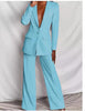 Lapel Button-Down Blazer & Straight-Leg Trousers Suit by FitiqueFit
