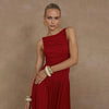 Sexy Sleeveless Pleated Slim Solid Color Dress
