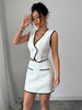 Sleeveless Irregular Top & Color-Block Pocket A-Line Skirt Set by FitiqueFit