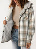 Plaid Snap Down Plush Hooded Jacket Soft & Warm Women Outerwear Cozy And Comfortable Jacket by Stevvex