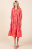New Summer Tiered Printed Collared Neck Midi Dress For Women – Elegant and Versatile Dress with a Polished, Feminine Flair by Stevvex