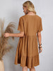 Classic Full Size V-Neck Short Sleeve Dress Casual & Comfortable Dress for Women by Stevvex