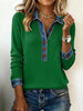 Full Size Denim Trim Button Detail Ribbed Knit Top Plus Size by Wild and Free Boutique
