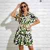 Women’s Belted Short Sleeve Midi Dress by FitiqueFit