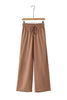 Black Drawstring Elastic Waist Casual Wide Leg Pants
