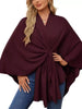 Solid Color Tie-Front Knit Cape Top by Wild and Free Boutique
