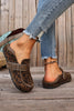 Coffee Faux Suede PU Leather Patchwork Retro Buckle Slip On Shoes by Wild and Free Boutique