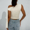 Women’s One-Shoulder Asymmetrical Tie Shoulder Top – Going Out & Party Shirt by FitiqueFit