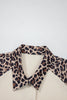 White Ribbed Texture Button Down Leopard Patchwork Short Sleeve Shirt by Wild and Free Boutique