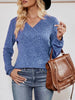 Ribbed Knit V-Neck Long Sleeve T-Shirt by Simply Love