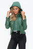Women Classic Snobbish Faux Leather Zip-Up Drawstring Hooded Jacket Edgy & Casual PU Leather Jacket For Streetwear by Stevvex