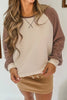 Camel Waffle Color Block Raglan Sleeve Top by Wild and Free Boutique